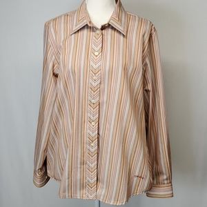 Orvis striped button down shirt blouse size 16